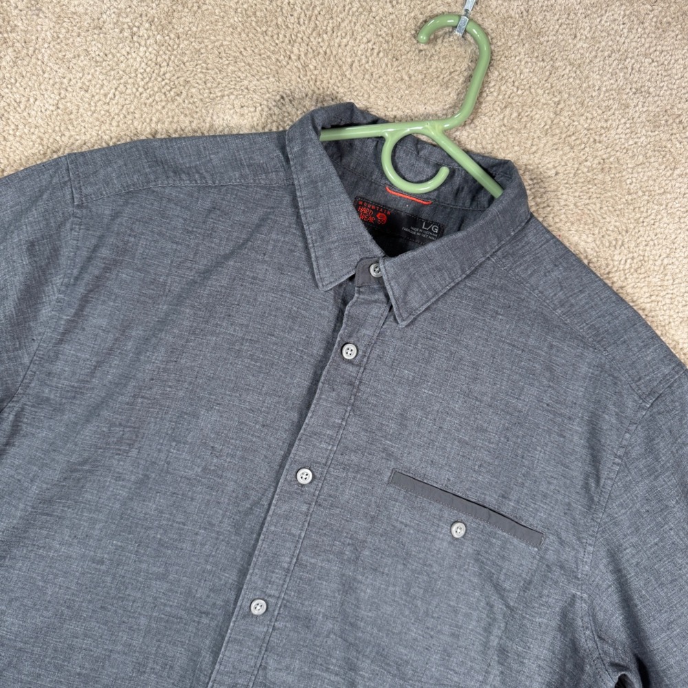 Mountain Hardwear Button‎ Down Shirt Mens Large Gray Hemp Blend Short Sleeve